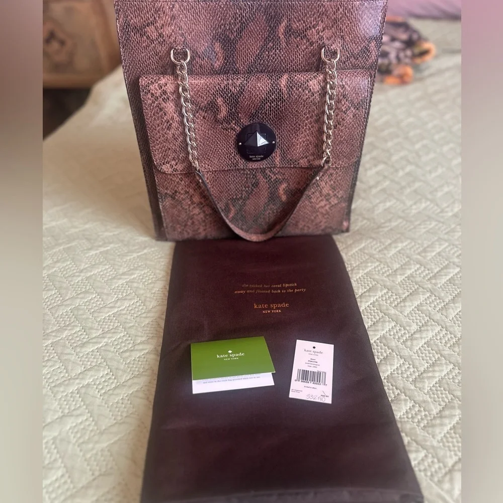 Kate Spade PXRU 3706 denee leather bag. Snakeskin effect leather Kate Spade tote